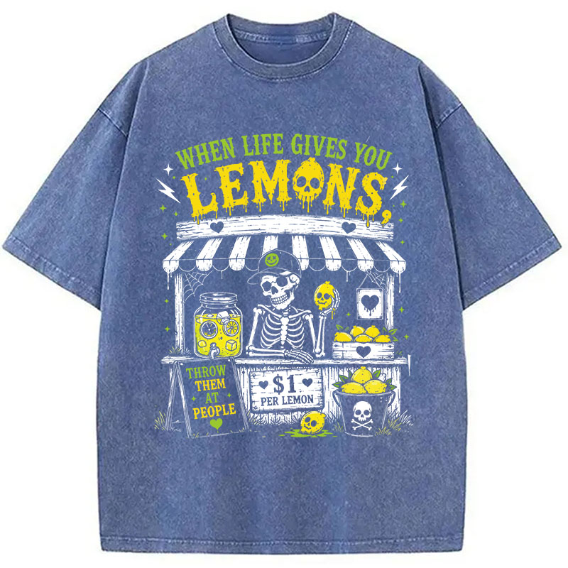 Tokyocanvas	 When Life Gives You Lemons DTG Printing Washed T-Shirt