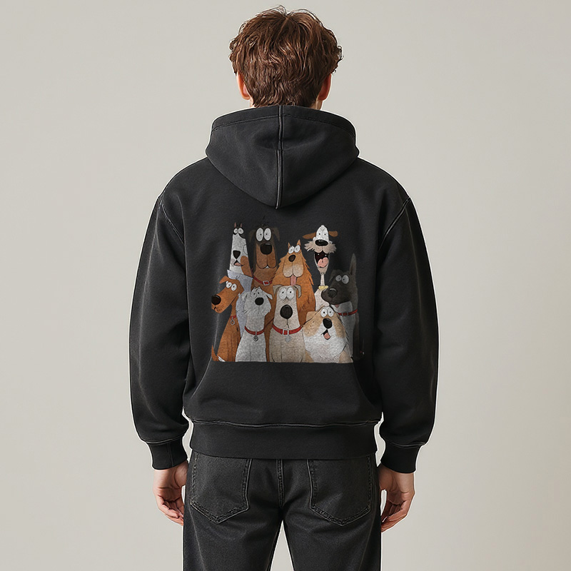 Tokyocanvas Funny Cute Dog Art Print Washed Zip Hoodie