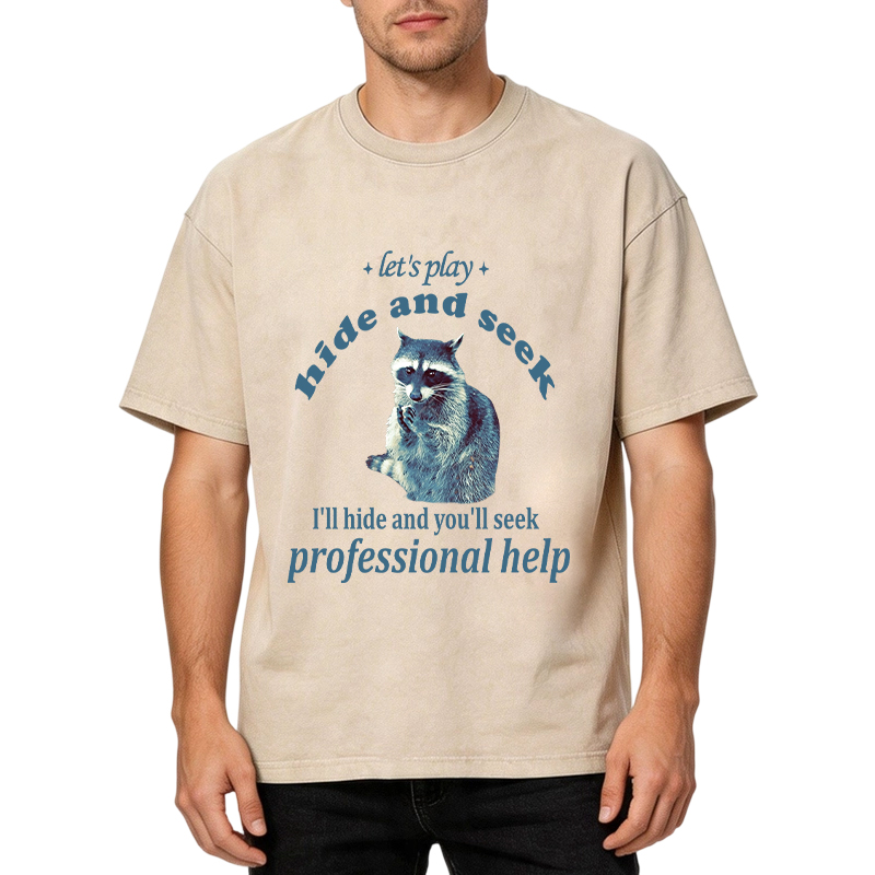 Tokyocanvas Let's Play Hide and Seek Raccoon Washed T-Shirt