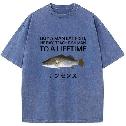 Tokyocanvas Buy a Man Eat Fish Washed T-Shirt