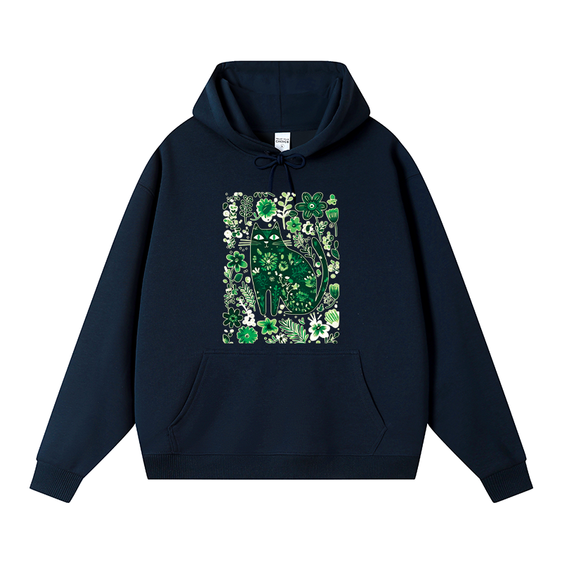 Tokyocanvas A Cat Among Flowers Fleece Lined Hoodie