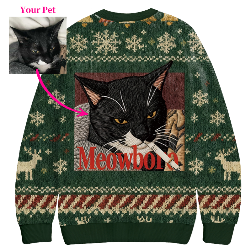 Tokyocanvas Green Custom Cigarette Christmas Ugly Sweatshirt