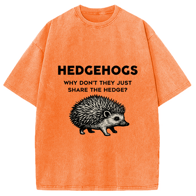 Tokyocanvas Funny Hedgehog Washed T-Shirt