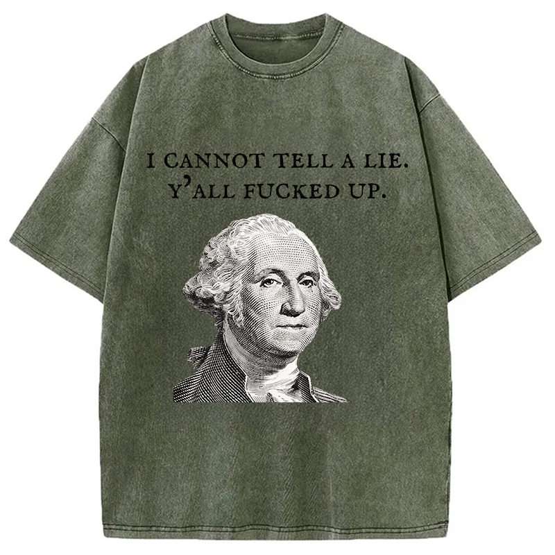 Tokyocanvas Funny George Washington Post-Election Washed T-Shirt