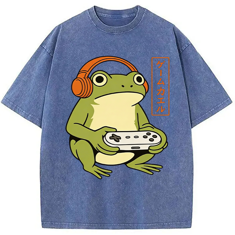 Tokyocanvas Japanese Gamer Frog Washed T-Shirt