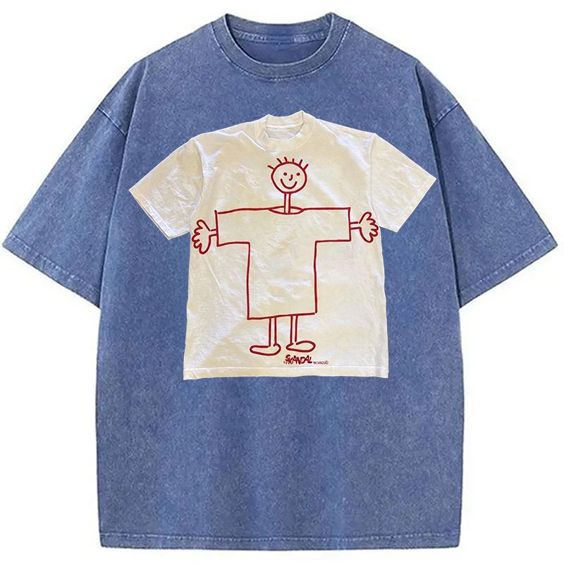 Tokyocanvas Children's Self Drawing Shirt Of Washed T-Shirt