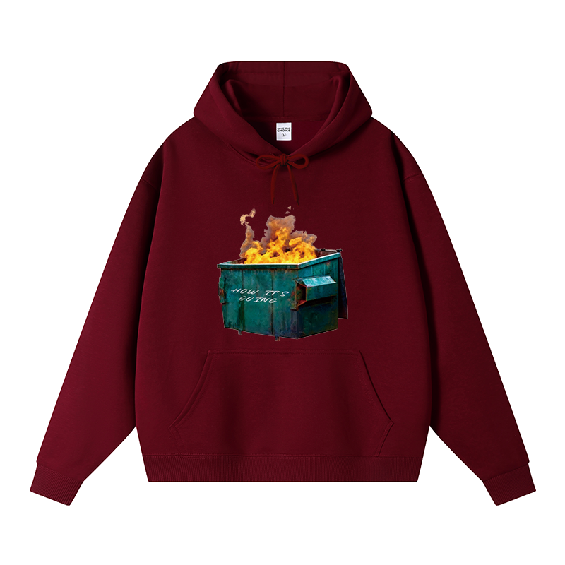 Tokyocanvas Dumpster Fire Meme Fleece Lined Hoodie
