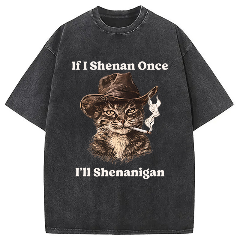 Tokyocanvas Funny Unhinged Cat Washed T-Shirt