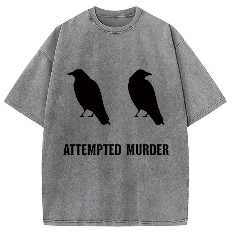 Tokyocanvas Attempted Murder of Crows Funny Washed T-Shirt