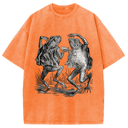 Tokyocanvas Dancing Frog Japanese Washed T-Shirt