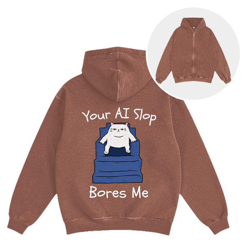 Tokyocanvas AI Slop Bores Me Washed Zip Hoodie