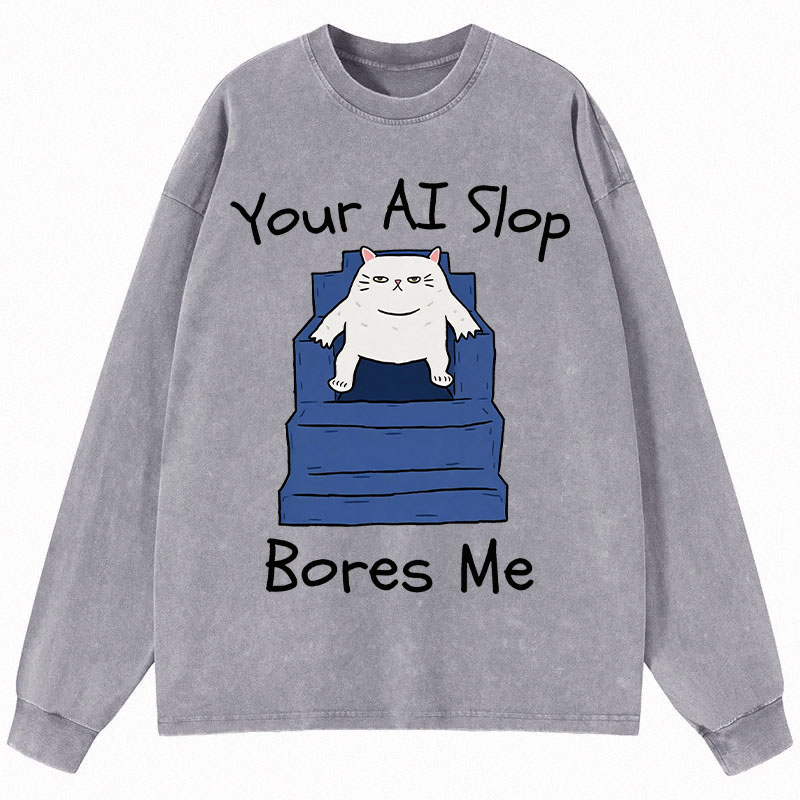 Tokyocanvas AI Slop Bores Me Long Sleeve Washed T-Shirt