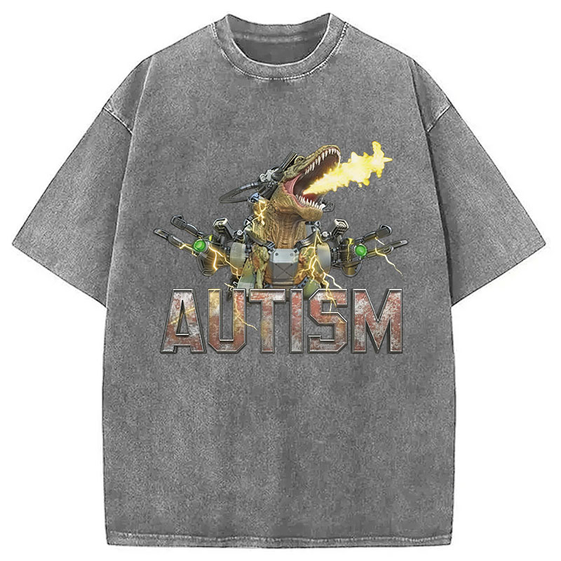Tokyocanvas Autism Dinosaur Washed T-Shirt
