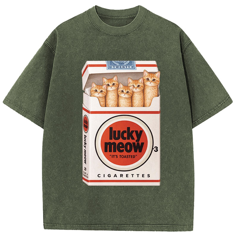 Tokyocanvas Lucky Meow Washed T-Shirt