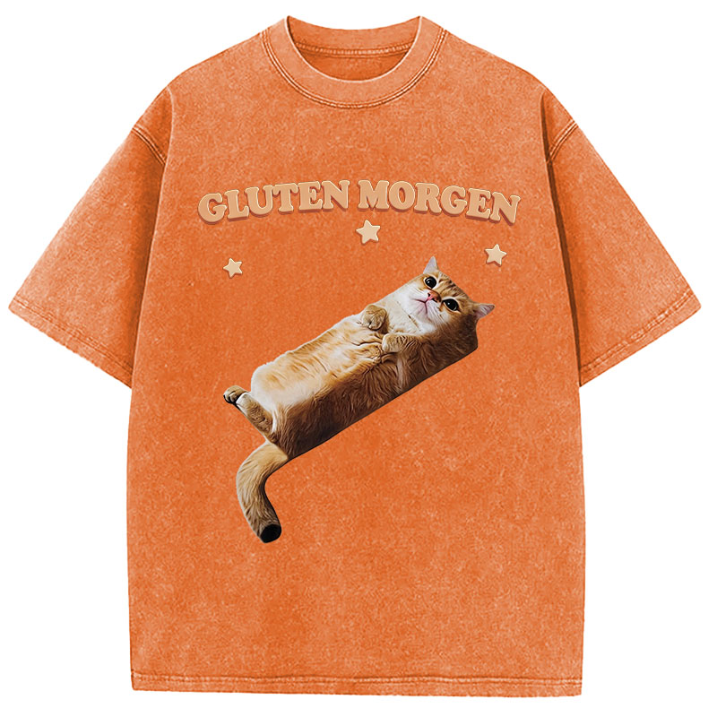 Tokyocanvas Gluten Morgen Cat Washed T-Shirt
