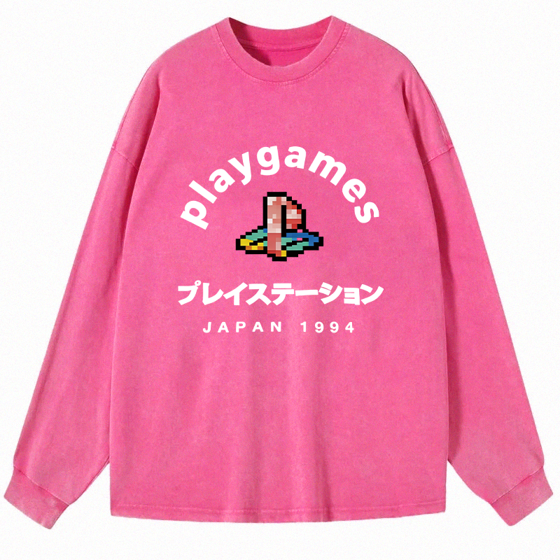 Tokyocanvas Play Games Japan Long Sleeve Washed T-Shirt