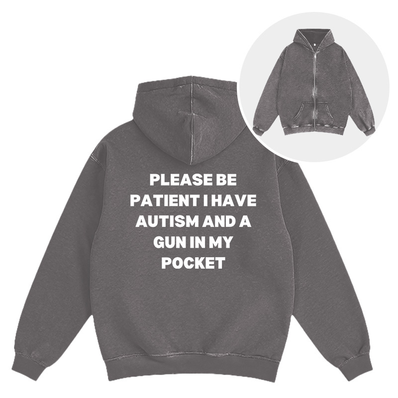 Tokyocanvas A Gun in My Pocket Washed Zip Hoodie