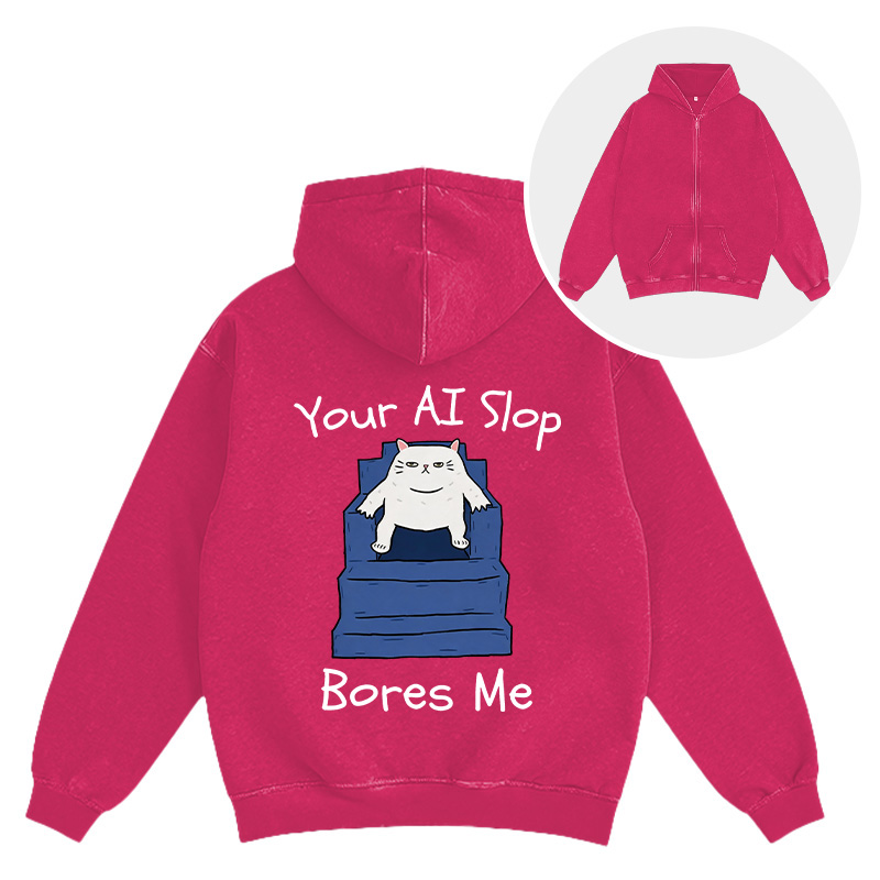 Tokyocanvas AI Slop Bores Me Washed Zip Hoodie