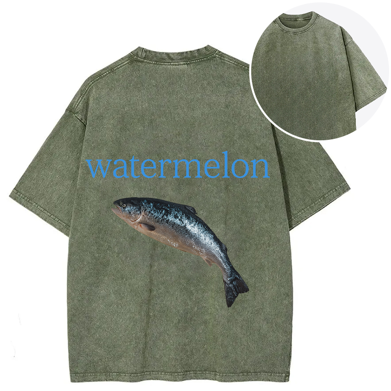 Tokyocanvas Watermelon Fish Back Washed T-Shirt