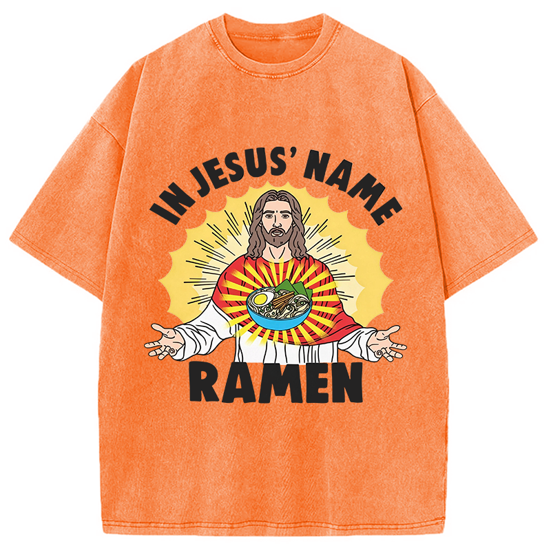 Tokyocanvas In Jesus' Name Ramen Washed T-Shirt