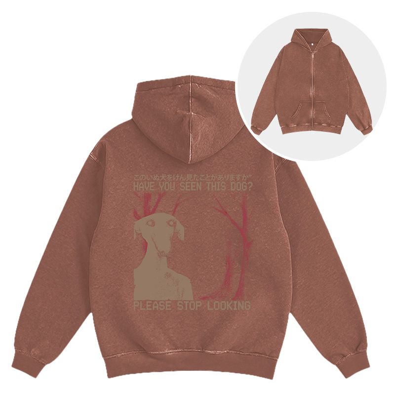 Tokyocanvas Have You Seen This Dog? Washed Zip Hoodie