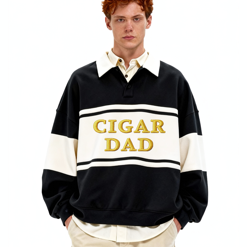 Tokyocanvas CIGAR DAD Polo Embroidered Sweatshirt