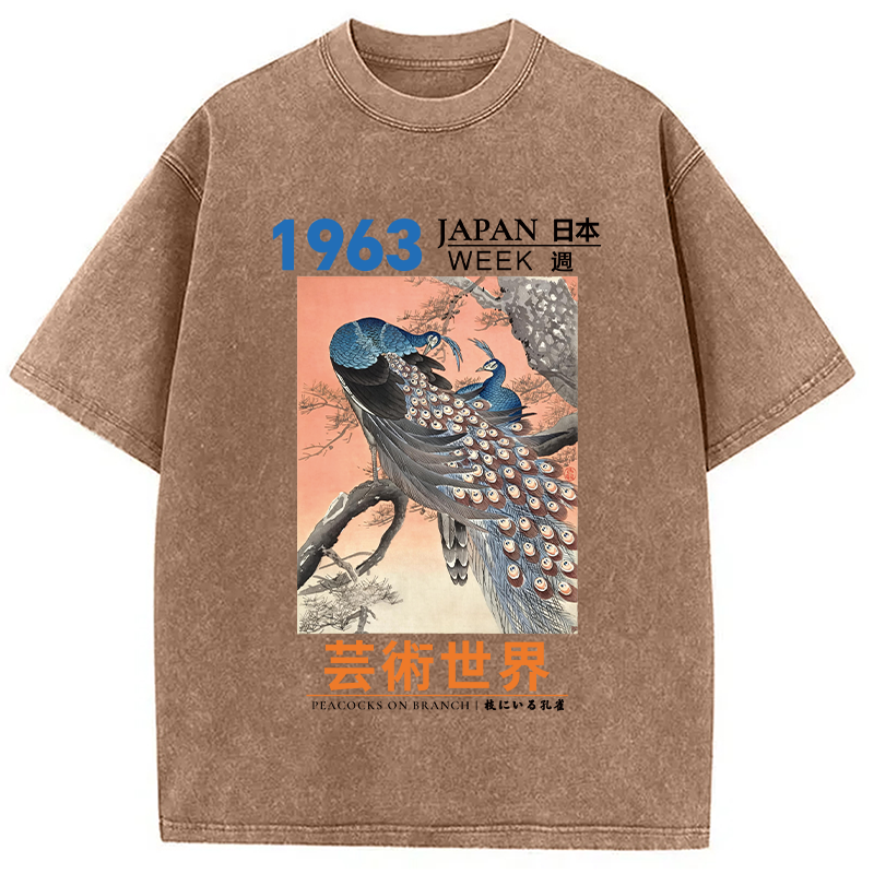 Tokyocanvas Peacocks on Branch Washed T-Shirt