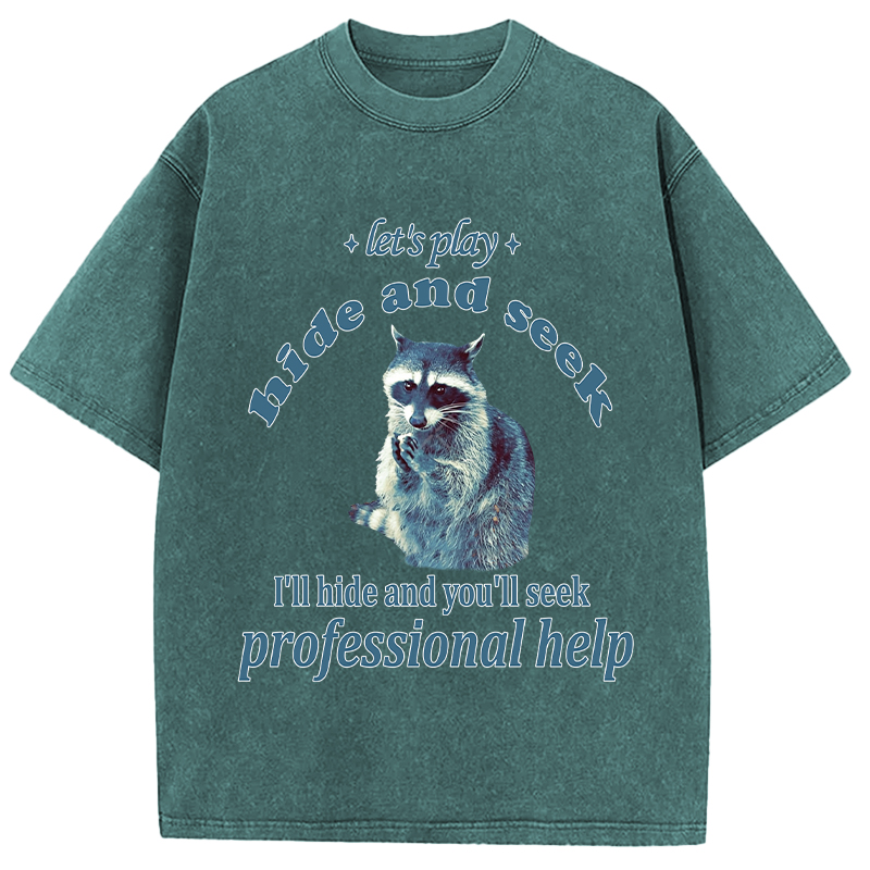 Tokyocanvas Let's Play Hide and Seek Raccoon Washed T-Shirt