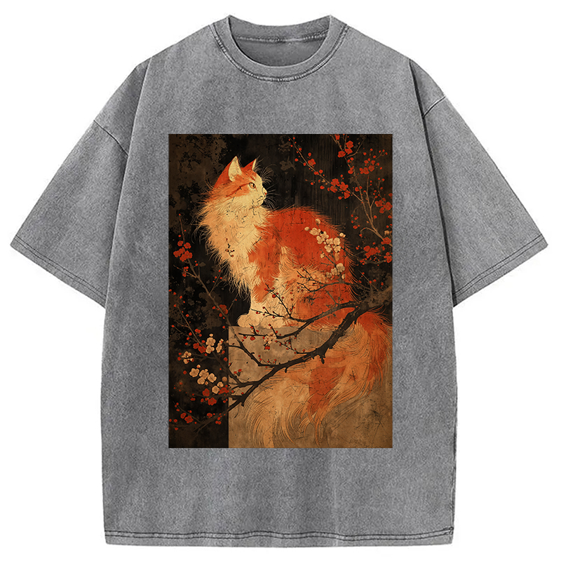 Tokyocanvas Japan Cat Washed T-Shirt