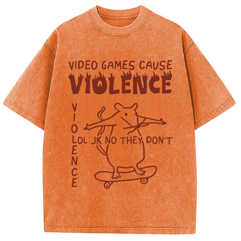 Tokyocanvas Video Games Cause Violence Washed T-Shirt