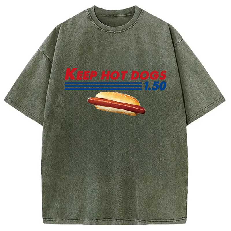 Tokyocanvas Funny Costco Hotdog Washed T-Shirt
