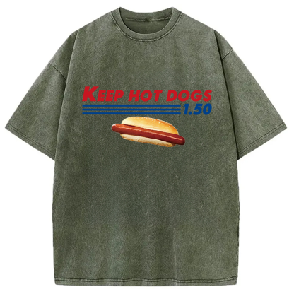 Tokyocanvas Funny Costco Hotdog Washed T-Shirt