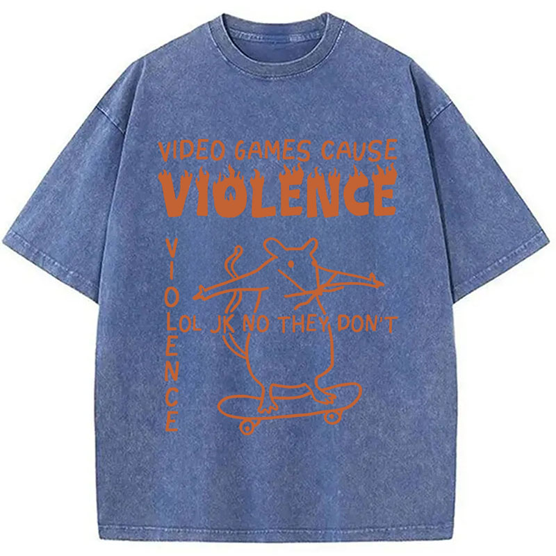 Tokyocanvas Video Games Cause Violence Washed T-Shirt