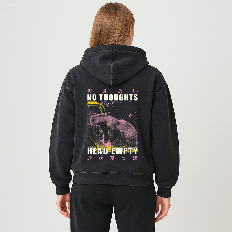 Tokyocanvas No Thoughts Head Empty Washed Zip Hoodie