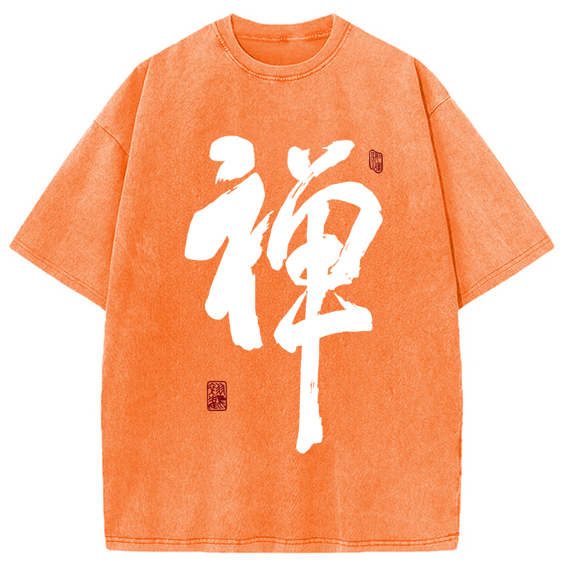 Tokyocanvas Japanese Zen Kanji Washed T-Shirt