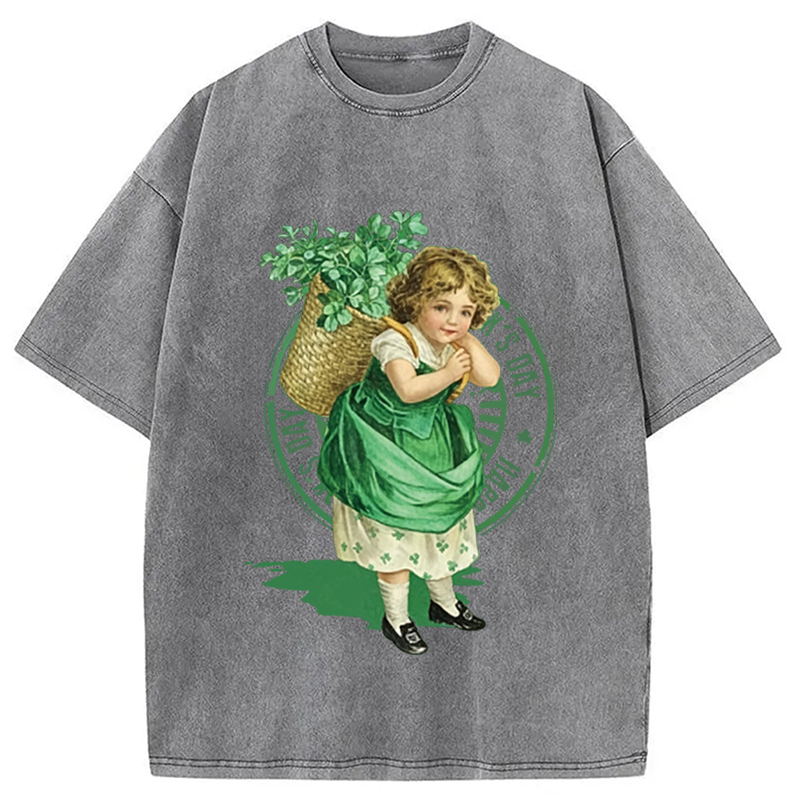 Tokyocanvas St Patricks Day Retro Washed T-Shirt