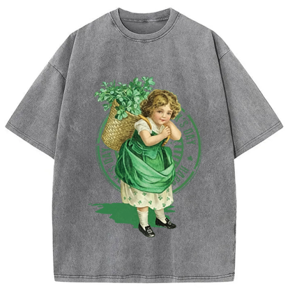 Tokyocanvas St Patricks Day Retro Washed T-Shirt