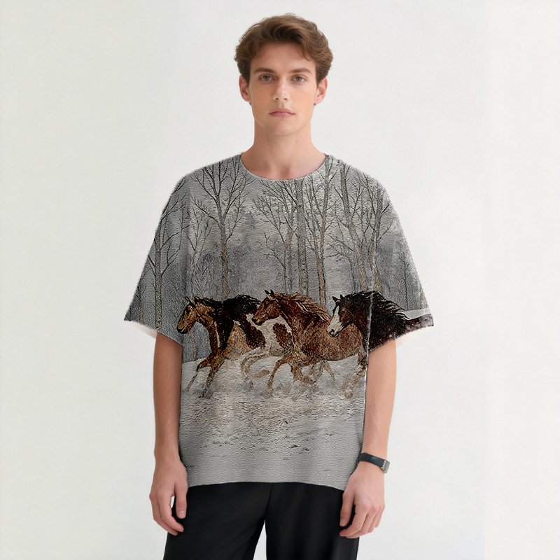 Tokyocanvas Wild Horses Graphic Print T-shirt