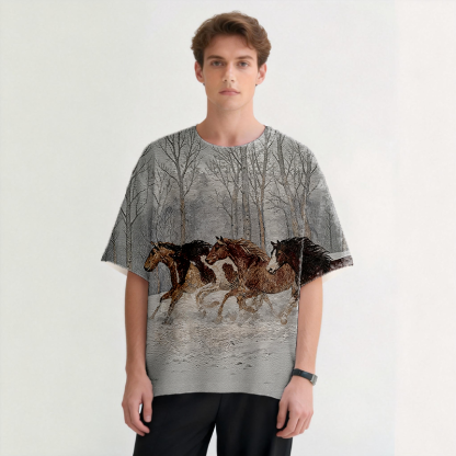 Tokyocanvas Wild Horses Graphic Print T-shirt