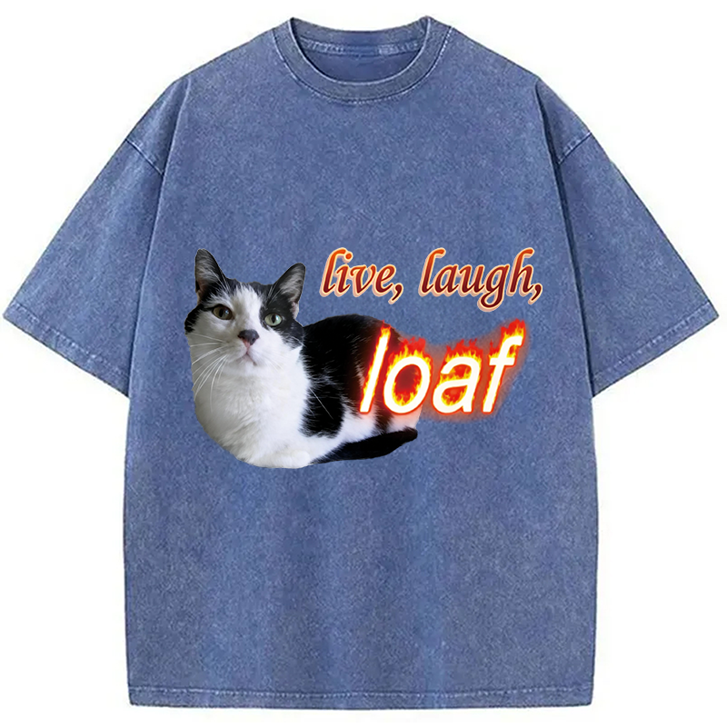 Tokyocanvas Live Laugh Loaf Cat Washed T-Shirt