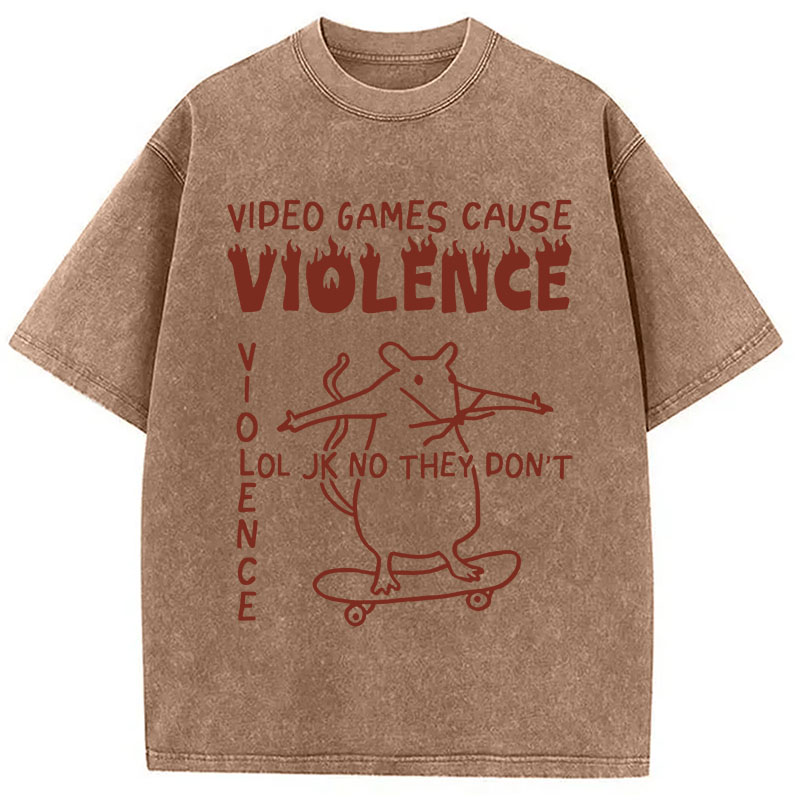 Tokyocanvas Video Games Cause Violence Washed T-Shirt