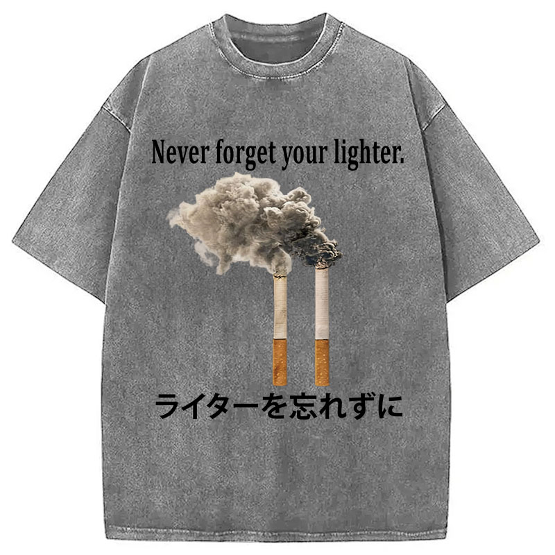 Tokyocanvas Never Forget Your Lighter Washed T-Shirt