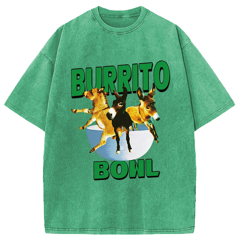 Tokyocanvas Burrito Bowl Donkey Funny Meme Washed T-Shirt