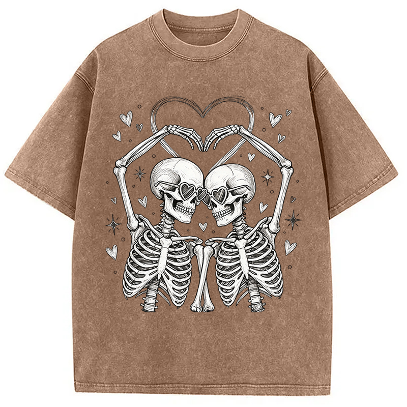 Tokyocanvas Skeleton Valentine Washed T-Shirt