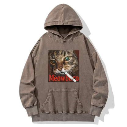 Tokyocanvas Funny Smoking Cat Meme Washed Hoodie