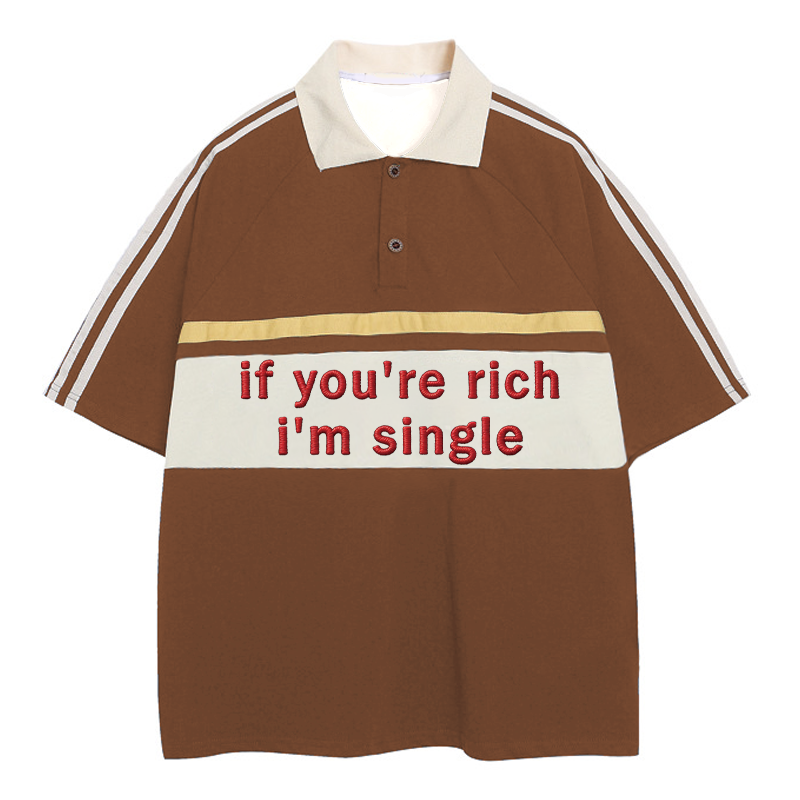 Tokyocanvas I'm Single Polo Embroidered T-Shirt