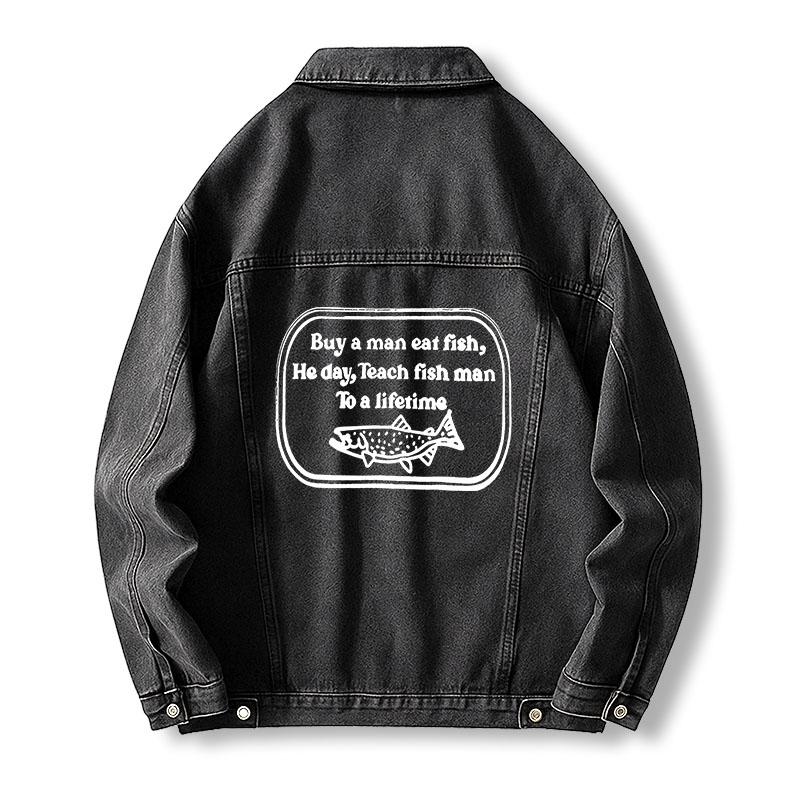 Tokyocanvas Teach fish man To a lifetime Jean Jackets
