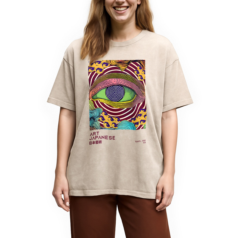 Tokyocanvas Illusion Eye Washed T-Shirt