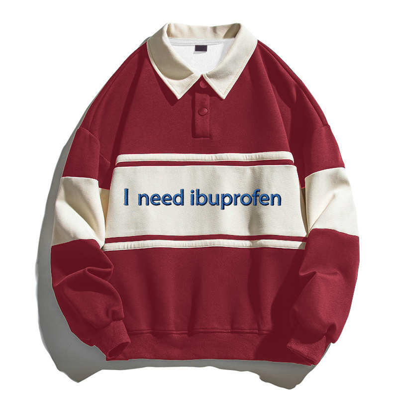 Tokyocanvas I Need Ibuprofen Polo Embroidered Sweatshirt