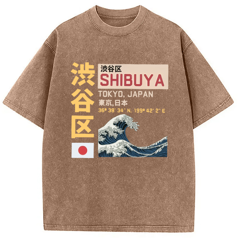 Tokyocanvas Shibuya Tokyo Japan Acid Washed T-Shirt